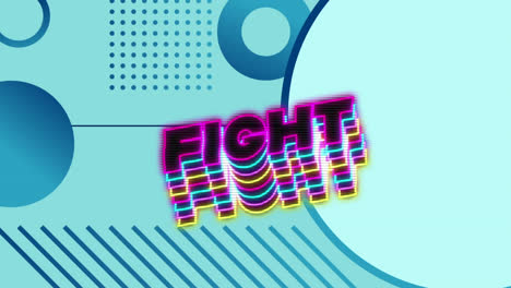 animación de banner de texto de lucha de neón contra formas abstractas patrón en fondo de gradiente azul