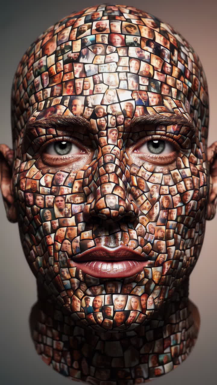 Human Face Mosaic Made of Many Individual Faces