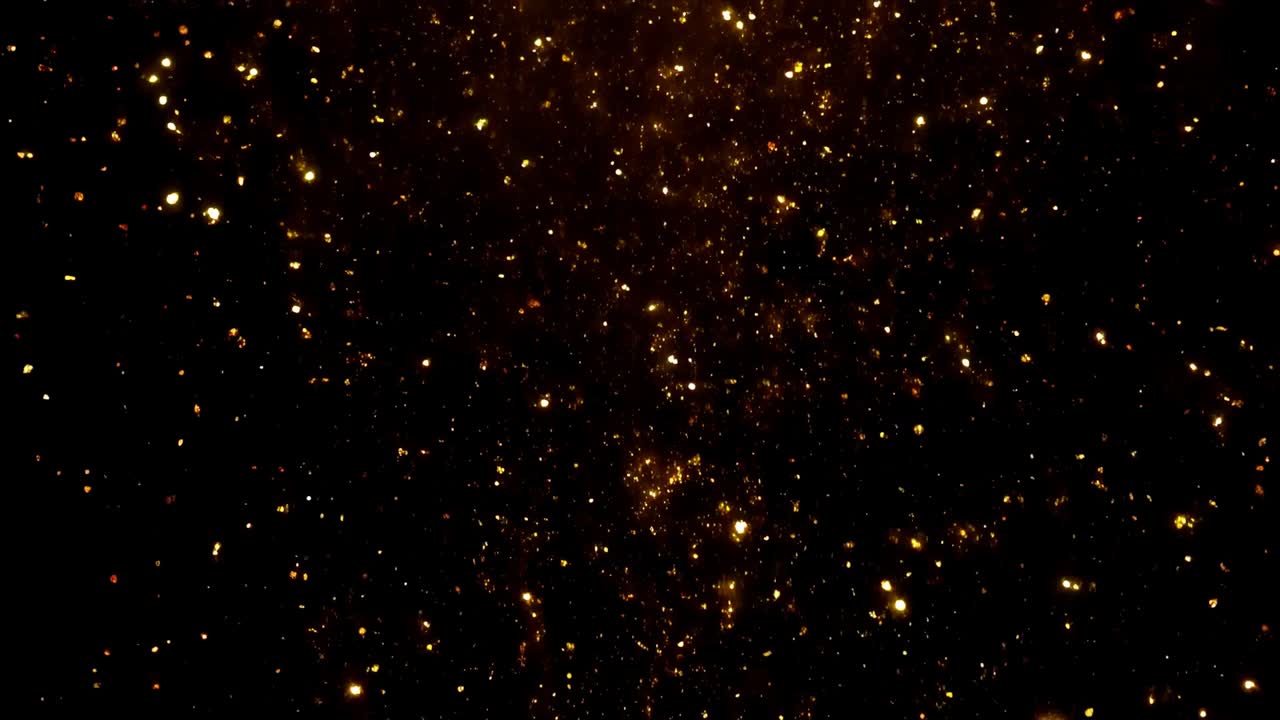 Campo di scintille luminose e brillanti con densità crescente man mano che la sequenza avanza, creando una scena stellata più ricca