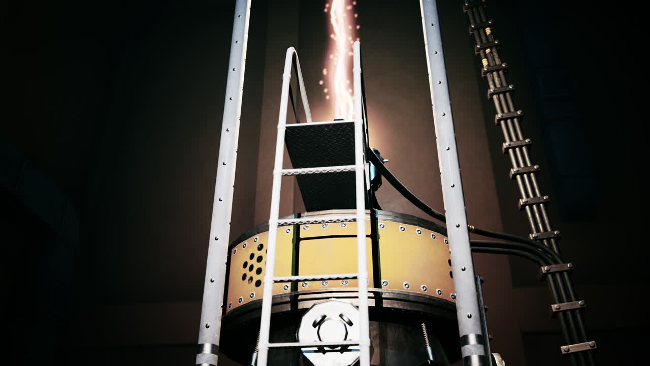 빛나는 에너지원을 가진 미래의 스팀크 기계