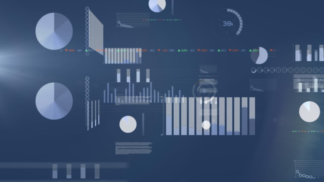 animación del procesamiento de datos en fondo azul