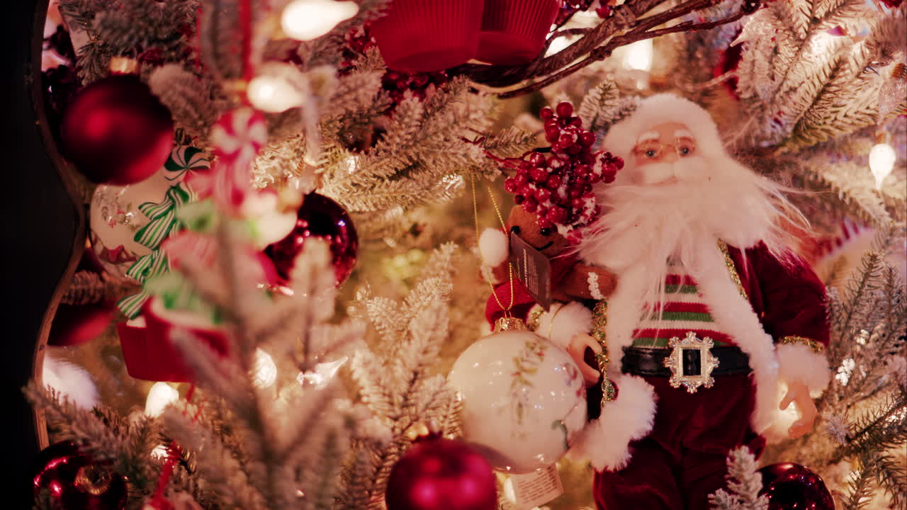 Multiple Christmas decoration in the courtyard of the Monte Carlo Casino in the evening