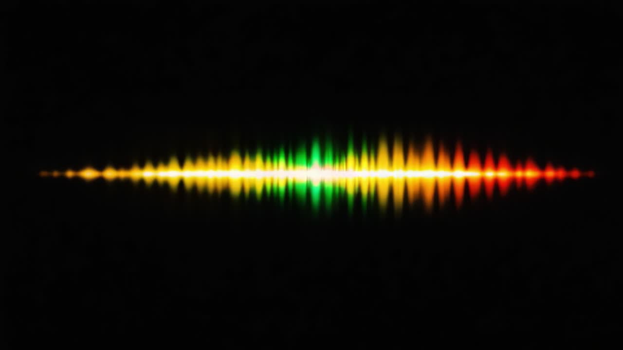 Dynamic Sound Wave Visualization in Vibrant Colors: A Journey Through Audio Frequencies Represented by Vivid Visual Patterns and Energetic Motion