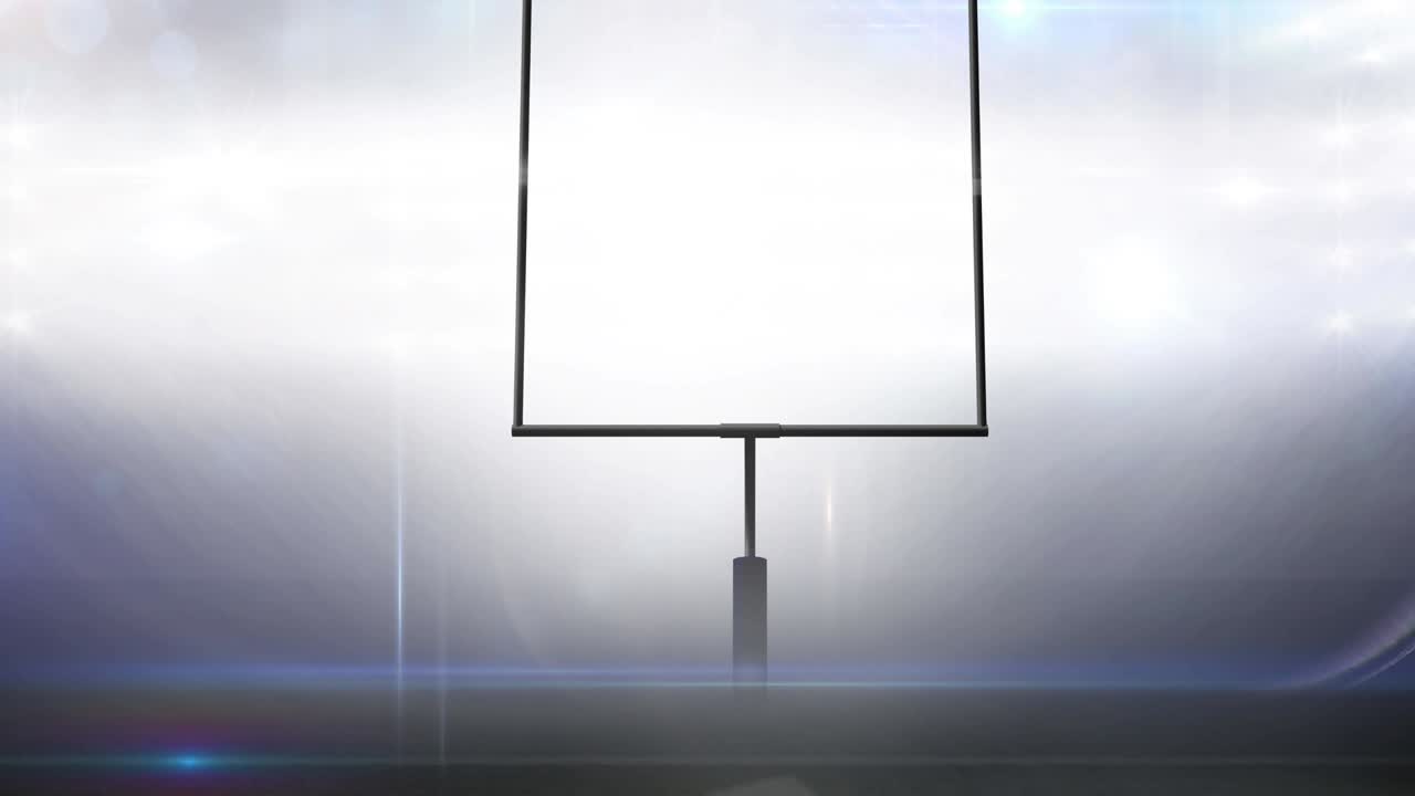 animación de los postes de fútbol americano en el estadio iluminado