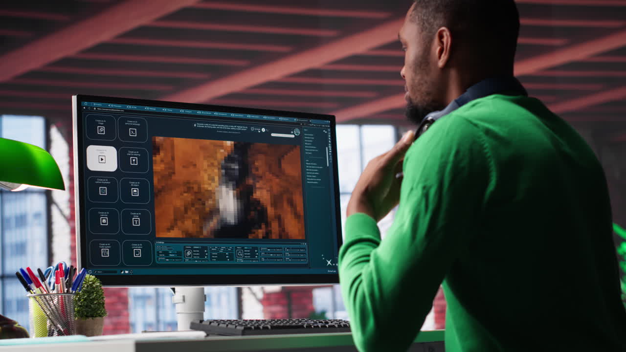 Videographer editor creates AI art materials using text to video software