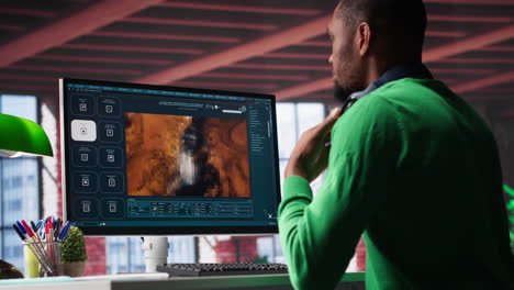 videographer editor creates ai art materials using text to video software