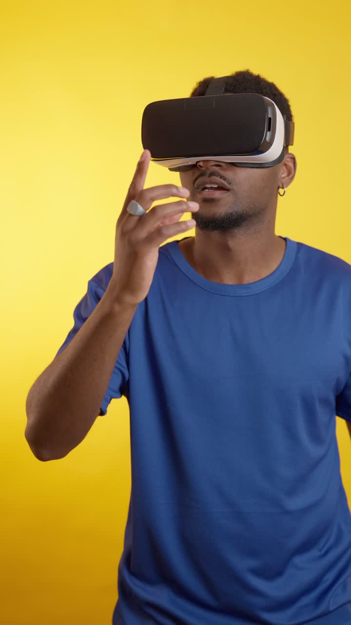 Man experiencing virtual reality with VR headset | Premium Stock Video ...