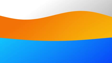 abstract three waves of a white, orange, and blue colors, seamless loop. motion. cartoon flowing curving wide stripes