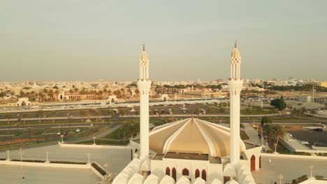 drone view of hassan enany mosque at sunset