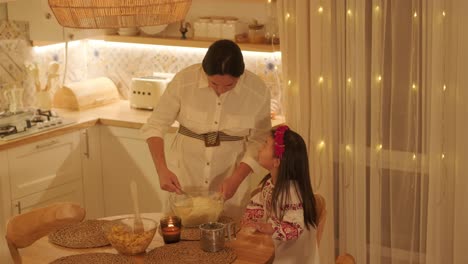 mother and daughter preparing for christmas celebration