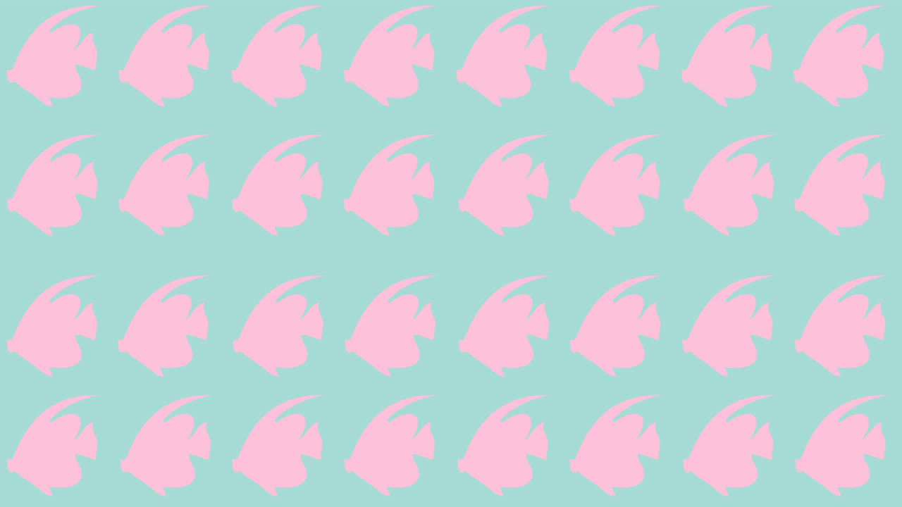 animación de filas de peces rosados con espacio de copia en fondo azul