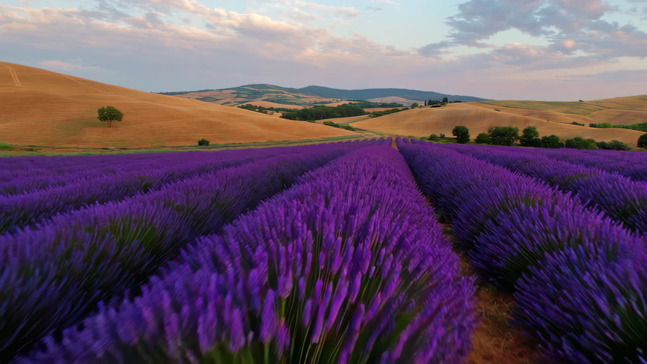 Lavender Fields at Sunset in Tuscany