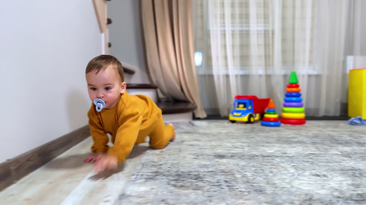 Baby Playing with Toys in a Cozy Living Room