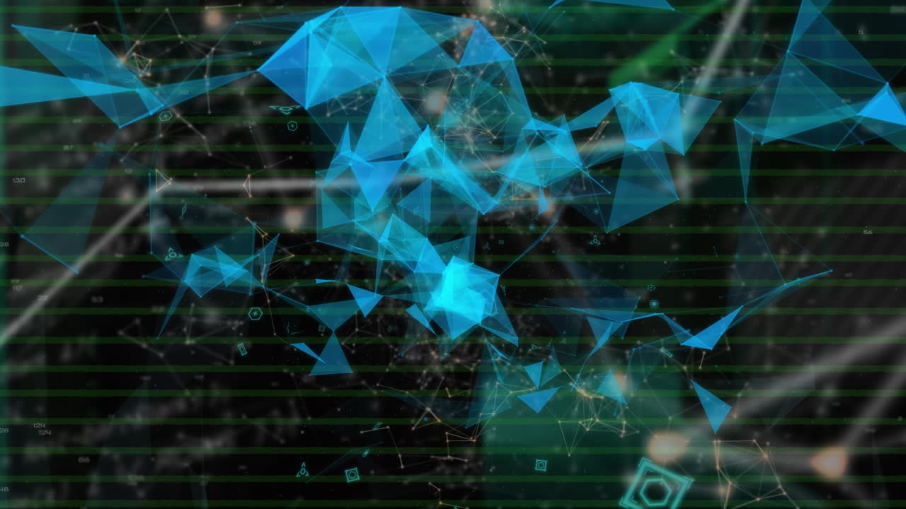 Animation of data processing over black background