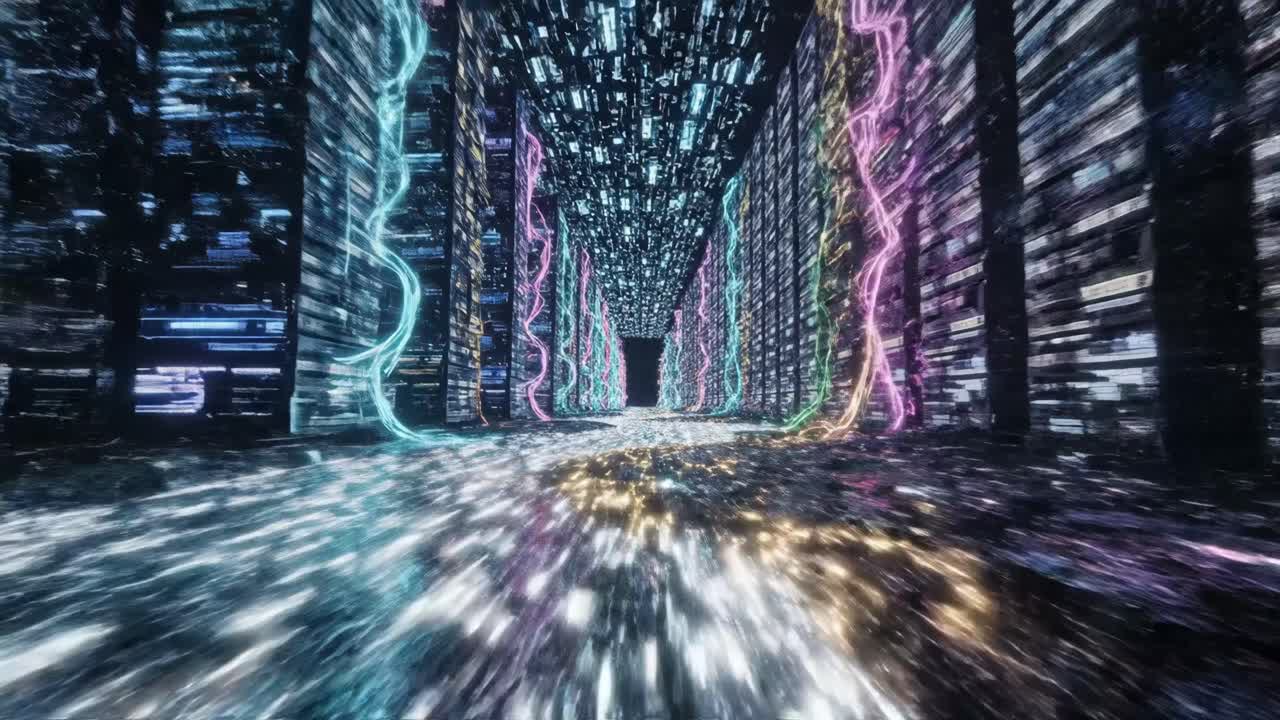 Abstract Cyberpunk Cityscape Tunnel