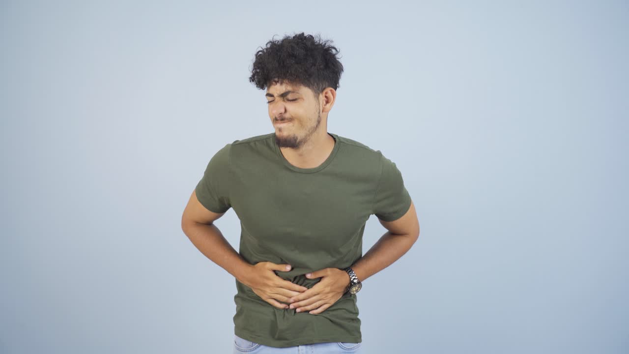 Man experiencing stomachache.