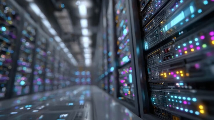 A Glimpse into the Heart of Digital Infrastructure: Exploring the Complexity and Connectivity of Server Racks in Modern Data Centers