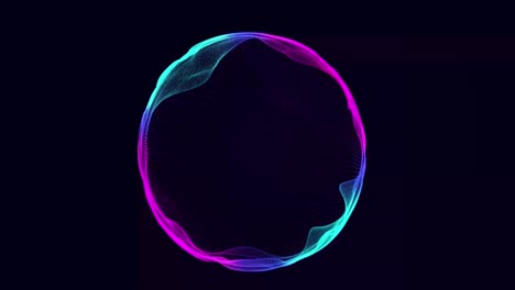 ecualizador esférico para la música. onda de sonido redonda de partículas. fondo azul abstracto musical. renderización 3d.