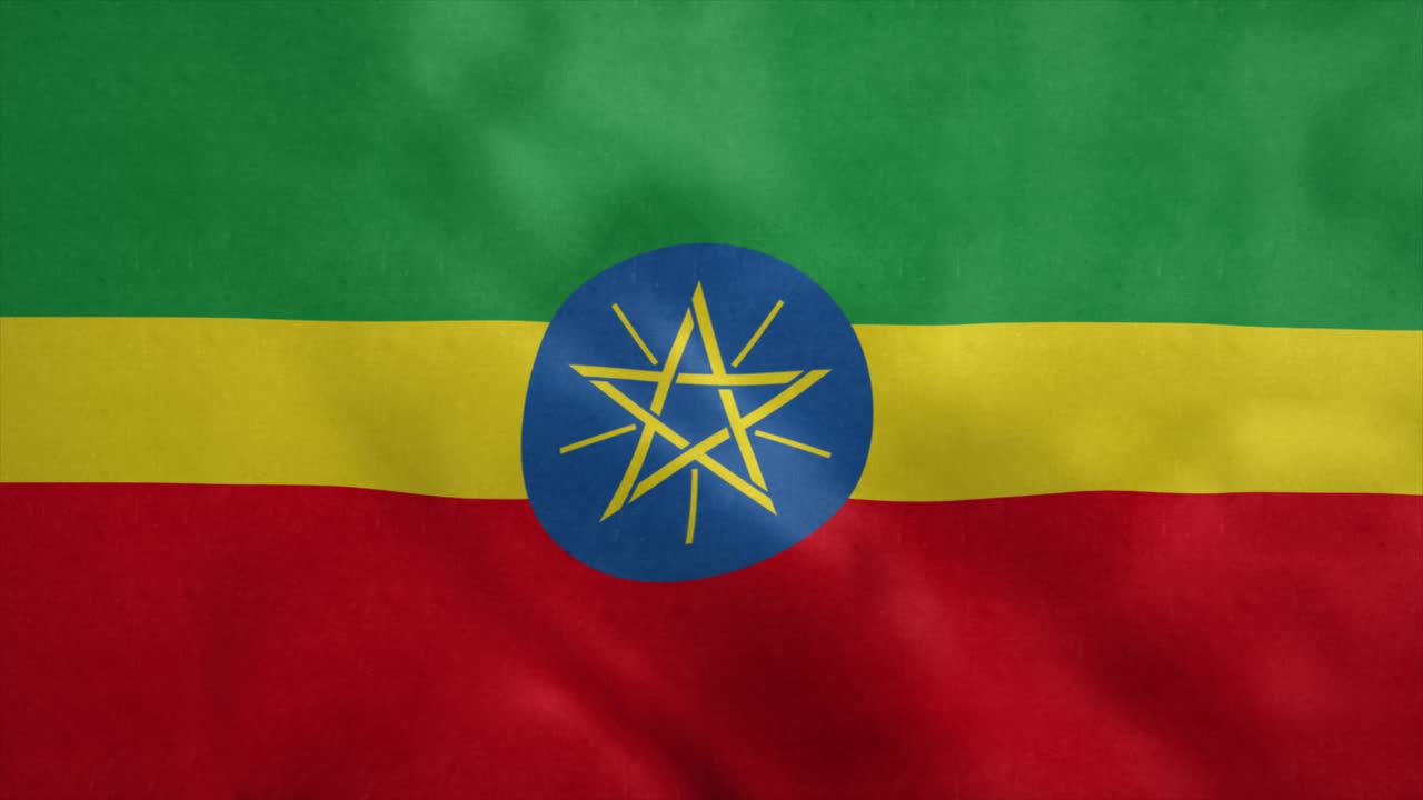 Bandiera nazionale dell'Etiopia che sventola al vento. Loop continuo.