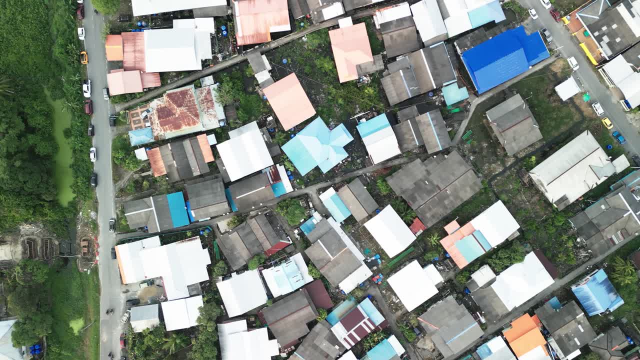 Aerial Drone View During Summer Kabong Fishing Village,With River And Beach,Sarawak,Borneo
