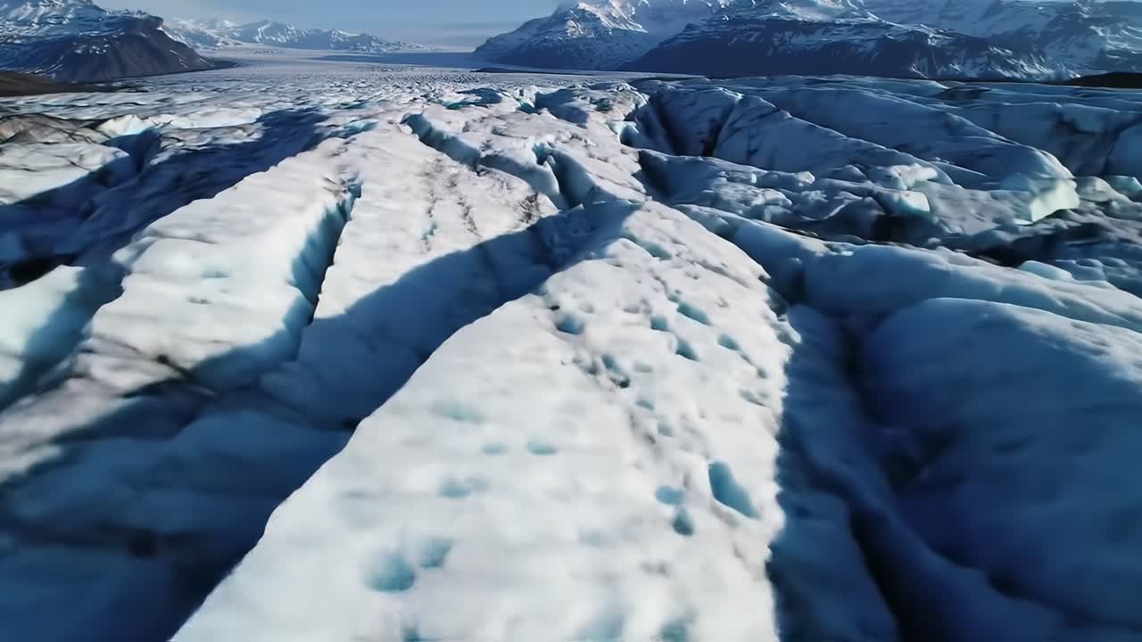 Aerial View of Stunning Glacier Formations: Capturing the Ethereal Beauty of Ice Patterns and Textures in a Majestic Frozen Landscape