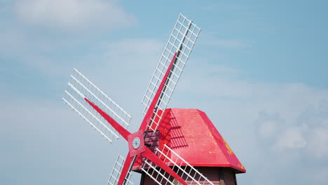 spinning propeller of old windmill at anseong farmland in south korea