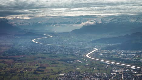 the channel goes through the densely populated valley on the border of switzerland and austria