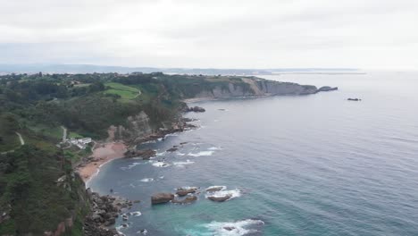 Aerial-shot-of-the-beautiful-coastline-in-the-north-of-Spain