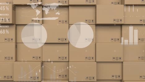 animation of statistics processing over stack of boxes