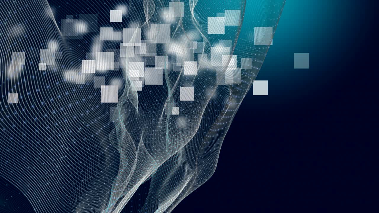 animación fantástica con objeto de onda y cuadrados en cámara lenta, 4096x2304 bucle 4k