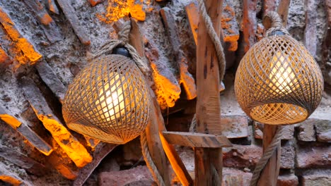 rustic wicker lamps with wooden branches