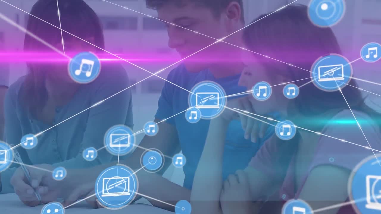 animación de la red de conexiones con iconos sobre colegas de negocios