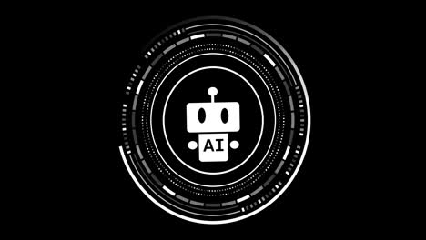 animation of ai chat bot and data processing over black background