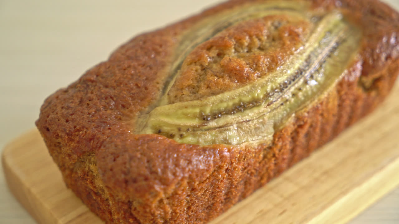 banana cake on wood board