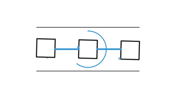 Animated Diagram Showing Process Flow with Connecting Squares
