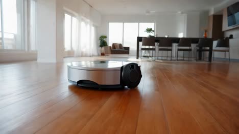 robot vacuum in modern living room