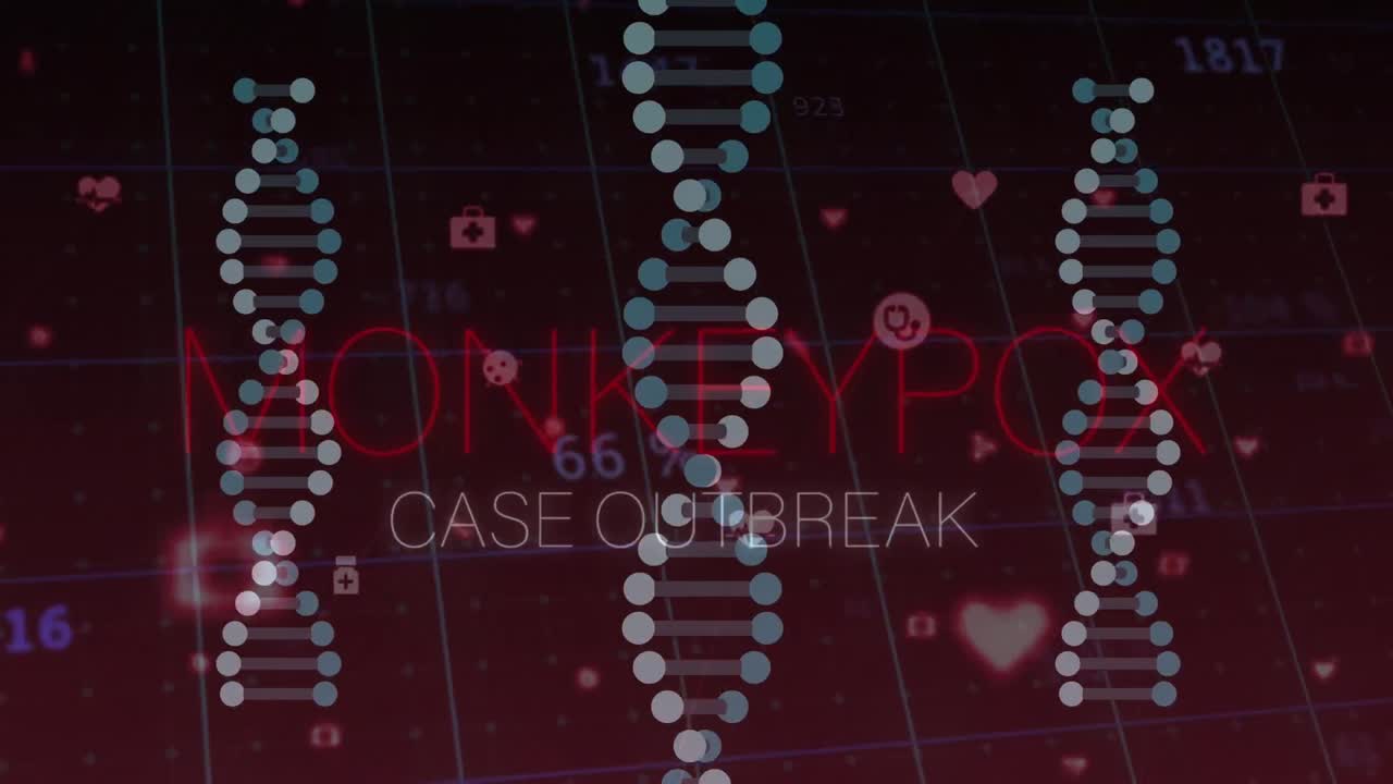 dna, 아이콘 및 숫자 위에 원 ⁇ 이 천연두의 애니메이션