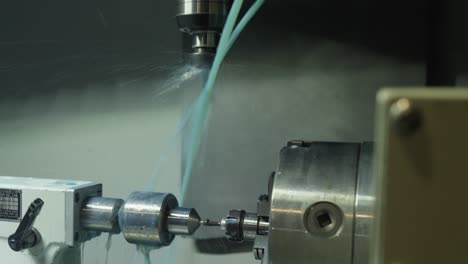 machine tool in metal factory with drilling cnc machines