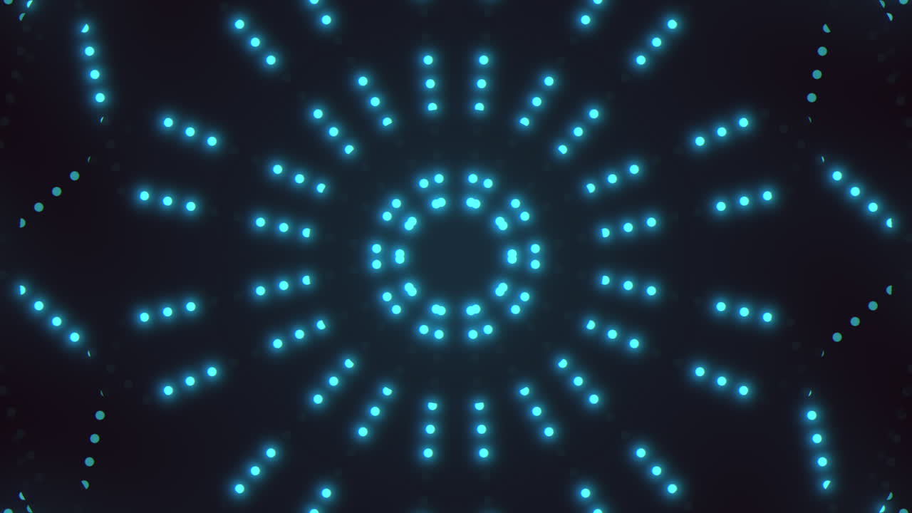 Symmetrical blue dot pattern with glowing circles
