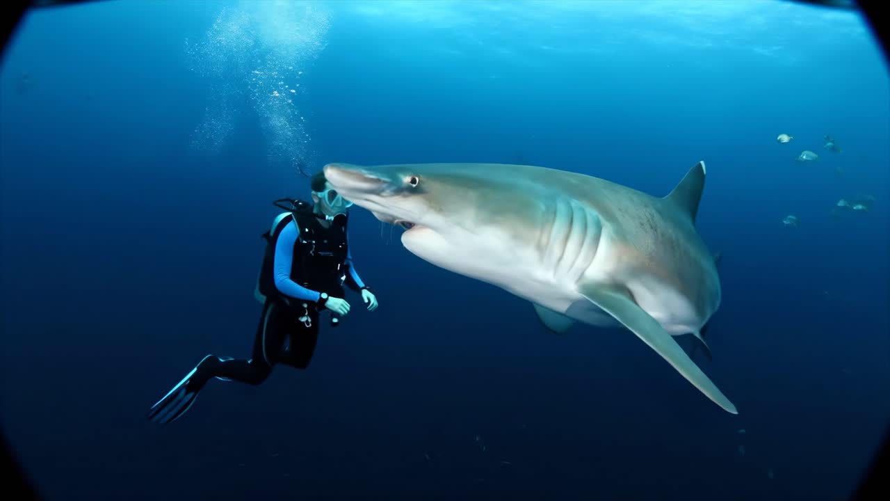 Diver Encounters Shark Underwater