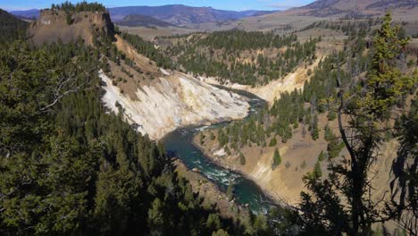 slow motion shot of tower falls canyon, yellowstone