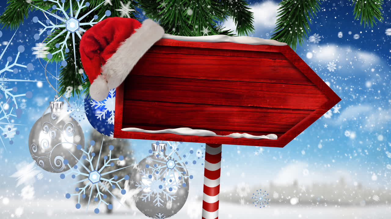 북극 표지판 의 애니메이션 과 겨울 풍경 의 복사 공간