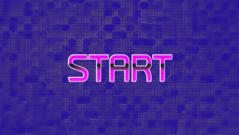 Animation-of-start-text-on-blue-background