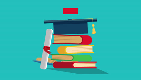 motion graphic of college background with mortarboard