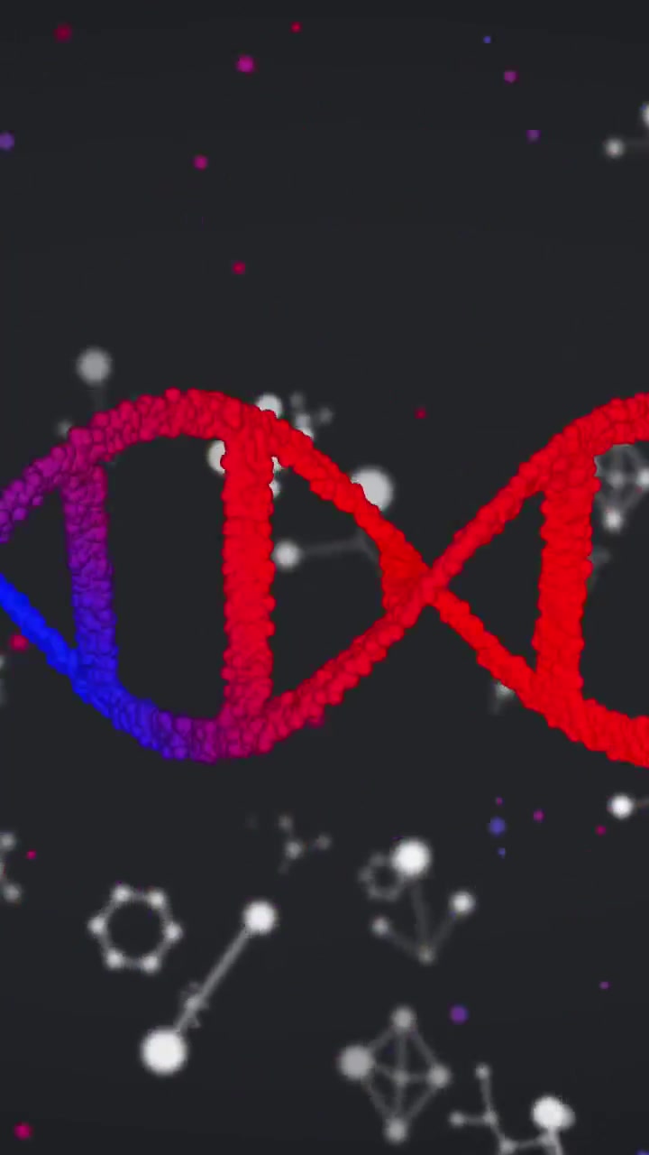 Animazione di molecole e filamento di DNA che ruota