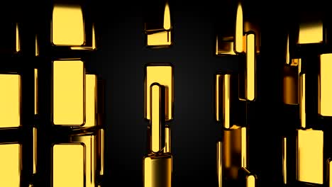 many golden bars on black, outlook, computer generated abstract background, 3d render