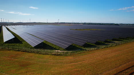 Drone-shot-of-modern-farming-area-with-greenhouse-technology