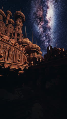 a fantasy castle under the milky way