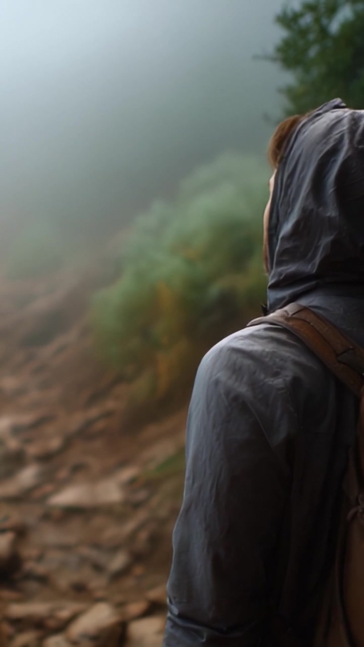 Exploring Misty Trails: A Lone Hiker Embraces Nature's Serenity on a Foggy Journey Through Untamed Wilderness, Capturing the Essence of Adventure and Discovery
