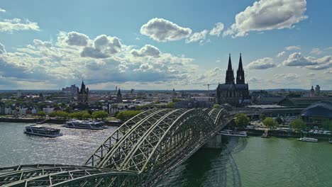 trains in motion over hohenzollern bridge near cologne cathedral